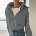 thumbnail image 7 of Samickarr Half Zip Pullover Sweaters For Women Casual Long Sleeve Solid V Neck Collar Ribbed Knitted Loose Slouchy Jumper Tops, 7 of 7