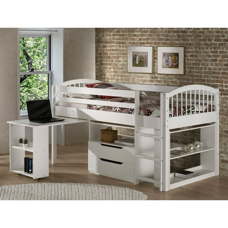 Addison Wood Junior Loft Bed With Storage Drawers Bookshelf And Addison Wood Junior Loft Bed With