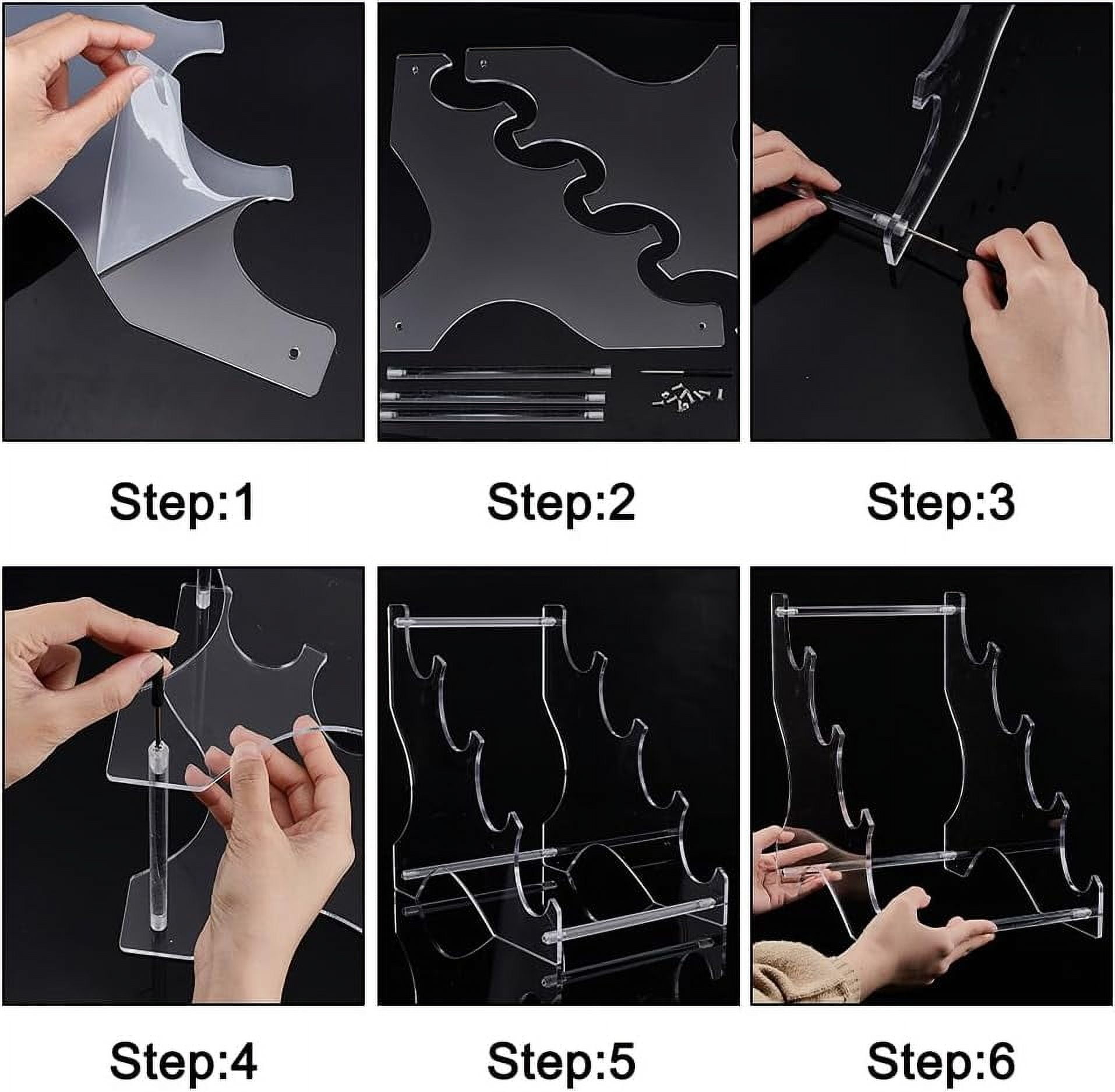 4-Tier Sword Stands 11.85x7.76x11.85 Inch Acrylic Sword Katana Holder Stands Bracket Samurai Sword Display Easels Desktop Lightsaber Stand for Swords Light Saber Clear