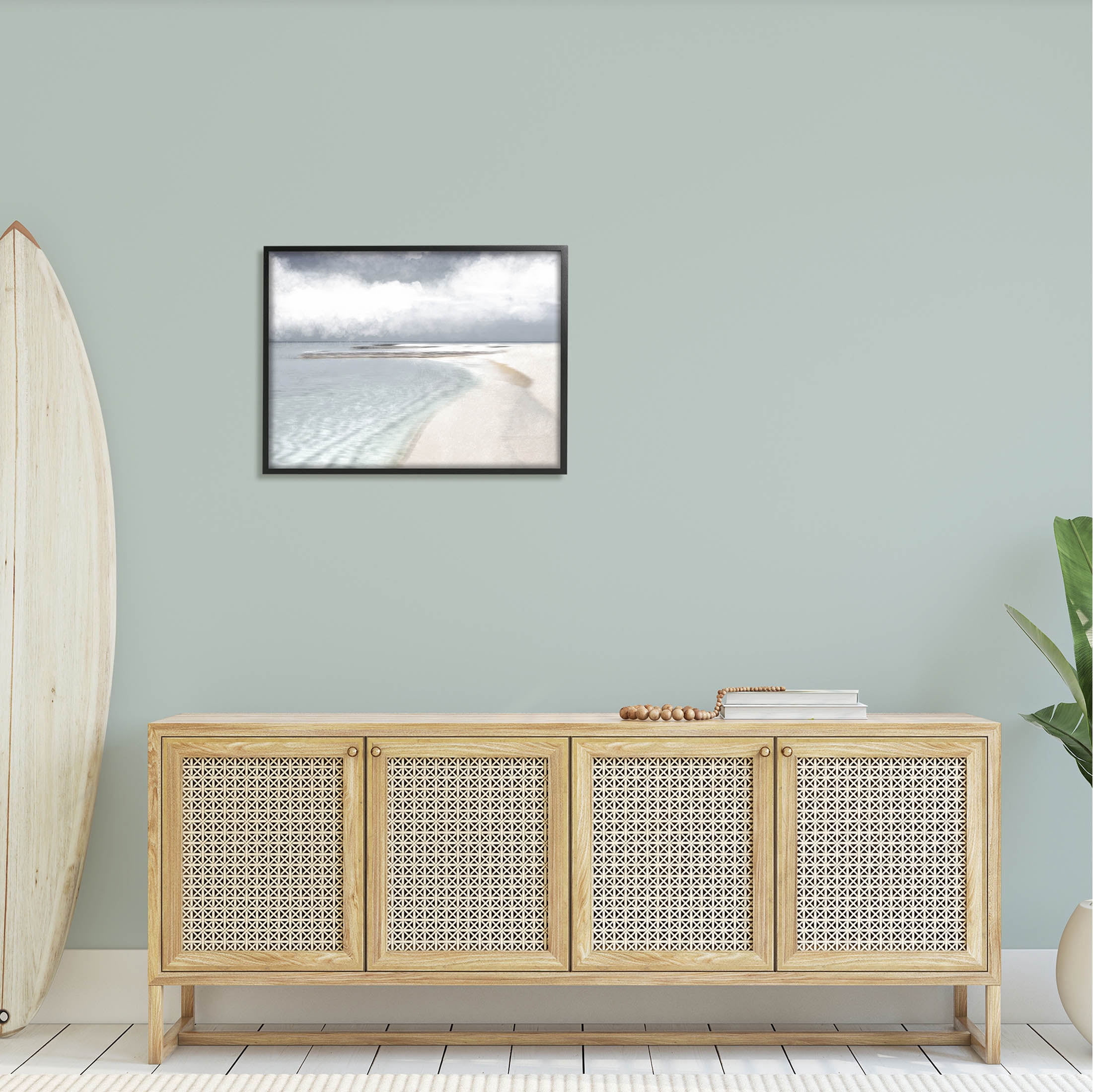 Stupell Industries Nautical Beach Waves Crashing Shoreline Graphic Art Black Framed Art Print Wall Art, Design by Marcus Prime