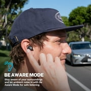 JLab Go Pop+ True Wireless Earbuds, Black, Bluetooth, IPX4, Be Aware Mode, Customize Sound, Controls