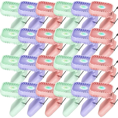 

Hortsun 24 Pcs Necklace Fans Portable Neck Fan USB Rechargeable Battery 3 Speed Air Circulatory Handheld Fan for Cooling Small Personal Hand Free Fan for Women Travel Office(Purple green pink)