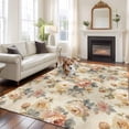 thumbnail image 2 of White Pink Beige Peony Area Rugs 5'x7', Small Throw Rugs for Laundry Room Playroom, Farmhouse Vintage Floral Botanical Indoor Outdoor Rug Non-Slip Low Pile Carpet Runner Reversible Floor Mats, 2 of 8