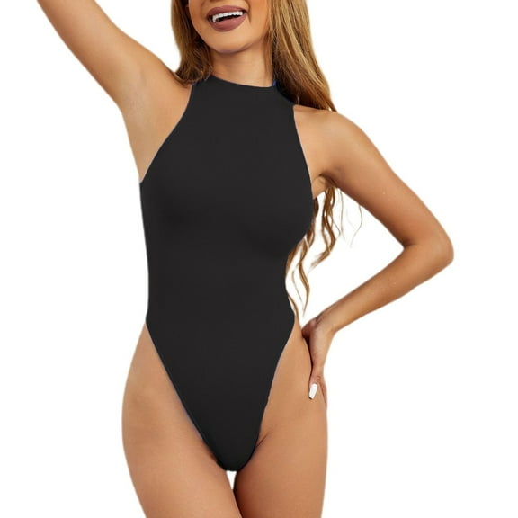 SWSMCLT Women's Summer Bodysuit Basic Body Shaper 2025 Pull On Bodysuit Shapewear Fall Hook Off The Shoulder Black X-Large