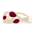 thumbnail image 4 of ANGARA Natural Three-Stone Pear Ruby Criss-Cross Ring in 14K Yellow Gold for Women (Size-6x4mm) | July Birthstone, Birthday, Anniversary, Jewelry Gift for Women | Natural Ruby Ring, 4 of 9