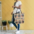 thumbnail image 4 of FORMRS Womens Canvas Tote Bag with Zipper Inner Pocket Shoulder Handbag, Red Geometric, 4 of 7