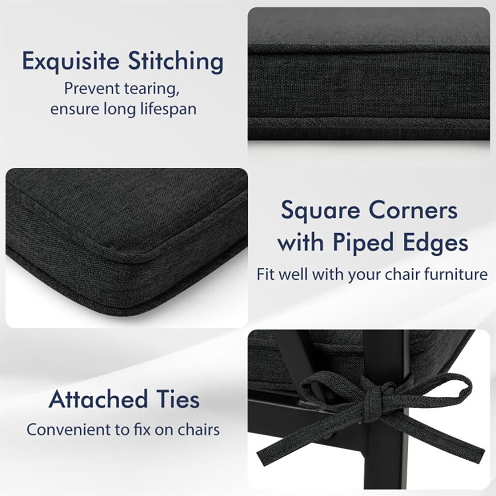 Resenkos Patio Chair Cushions, Outdoor Chair Pads,Outdoor Chair Cushion Set of 2 Waterproof Fade-Resistant Olefin Seat Cushions-Black