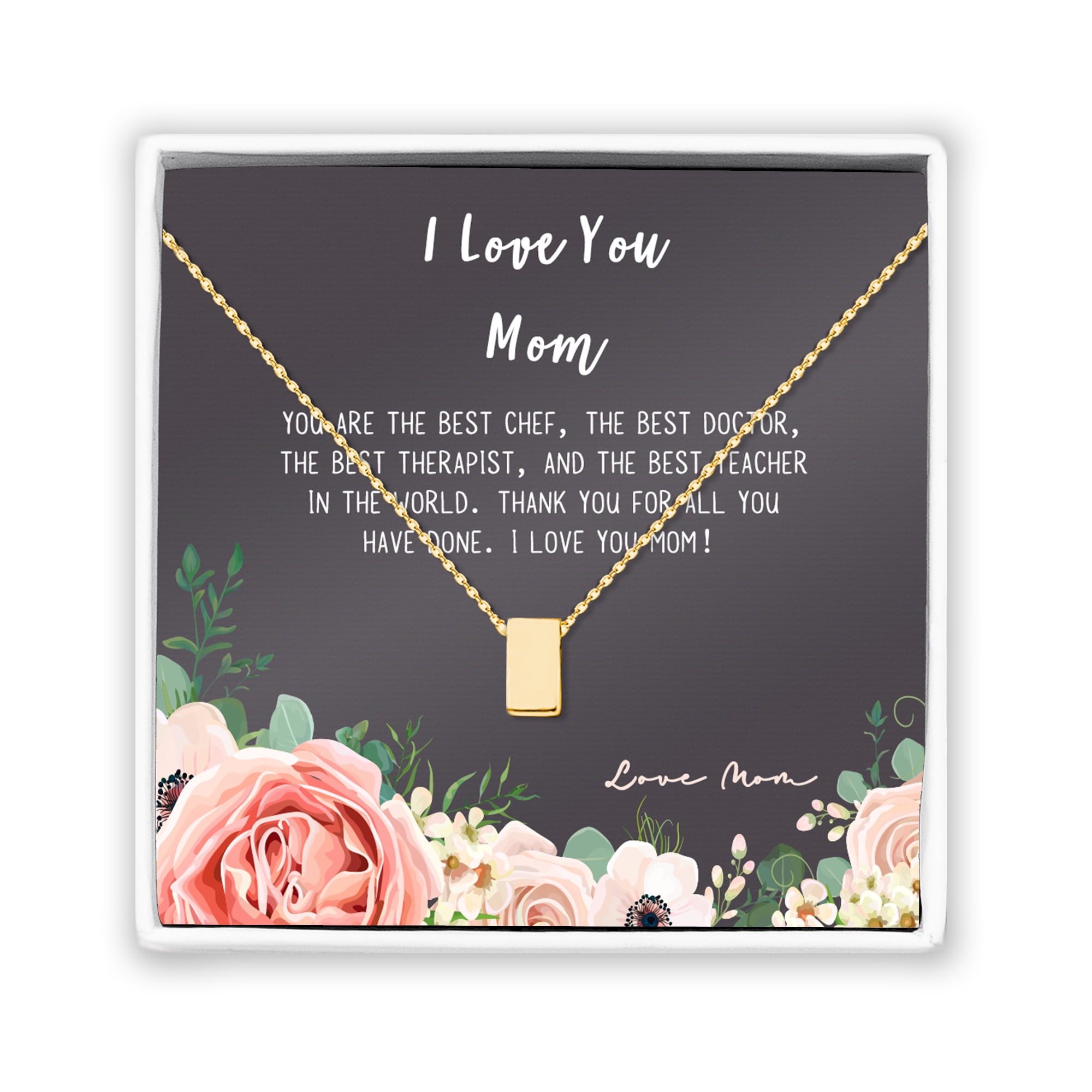 Mother Daughter Necklace - Two Gold Infinity Cube Necklaces, Mothers Day Jewelry Birthday Gift with Gift Box and Box [Gold Cube, No-Personalized Card]