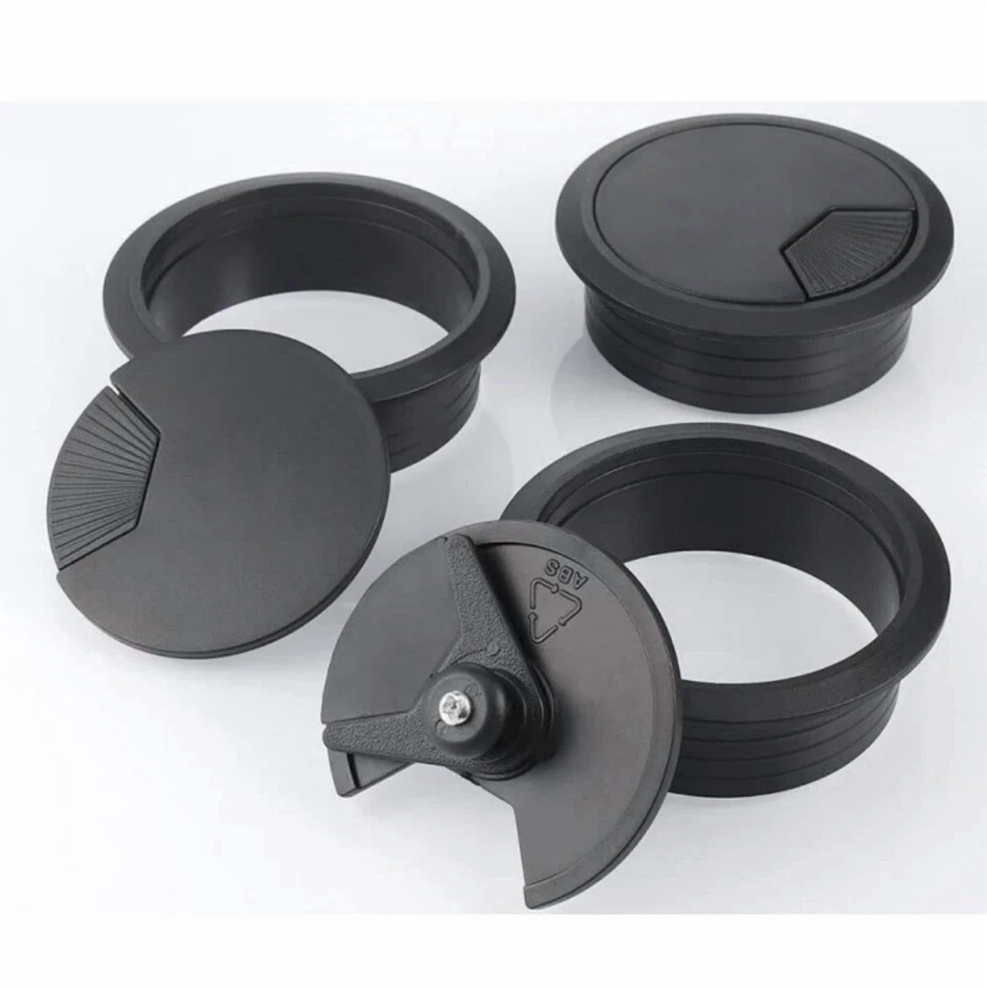 CRESTIN- 8Pcs Desk Grommet 2 Inch (50Mm),Black Desk Cord Hole Covers With Hole Saw