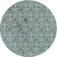thumbnail image 1 of Ahgly Company Tapis d'Intérieur Lavable en Machine Rond Bleu Transitionnel Lagon Bleu, 8 Pieds Rond, 1 of 7