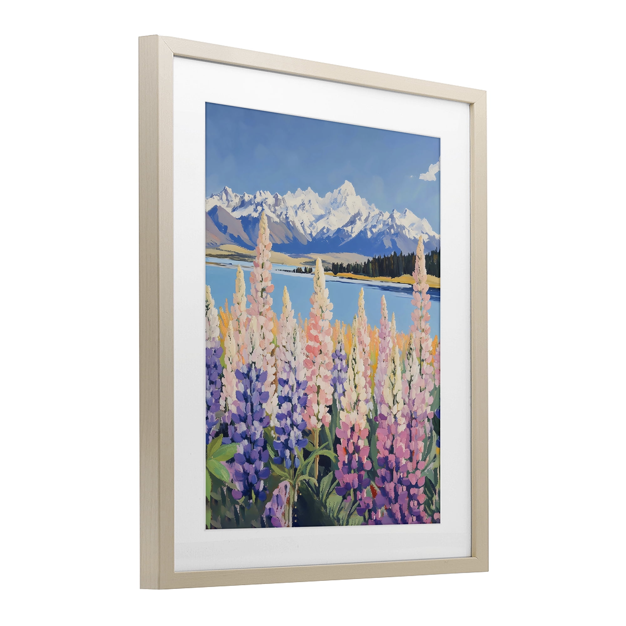Stupell Industries Mountains & Wildflowers by Lake Birch Framed Print Under Glass, design by The Prints Vibe