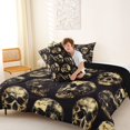 thumbnail image 4 of Homewish Sugar Skull Full Size Comforter Sets,Skeleton Halloween Bedding Comforter Set,Cream,Black Reversible,3-Piece,1 Comforter and 2 Pillowcases, 4 of 7