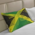 thumbnail image 2 of Jamaican Knitted Quilt Pillowcover, Triangular Polygon Design Abstract Flag Geometric National, Standard King Size Pillow Cover for Bedroom, 30" x 20", Yellow Green Green Brown, by Ambesonne, 2 of 2