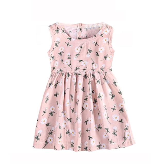 Économies d'Été Liquidation 2025 Bovxnpu Robes d'Été pour Filles, Robes Décontractées pour Filles, Robe d'Été Imprimée Sans Manches à Col Rond pour Bébés Filles