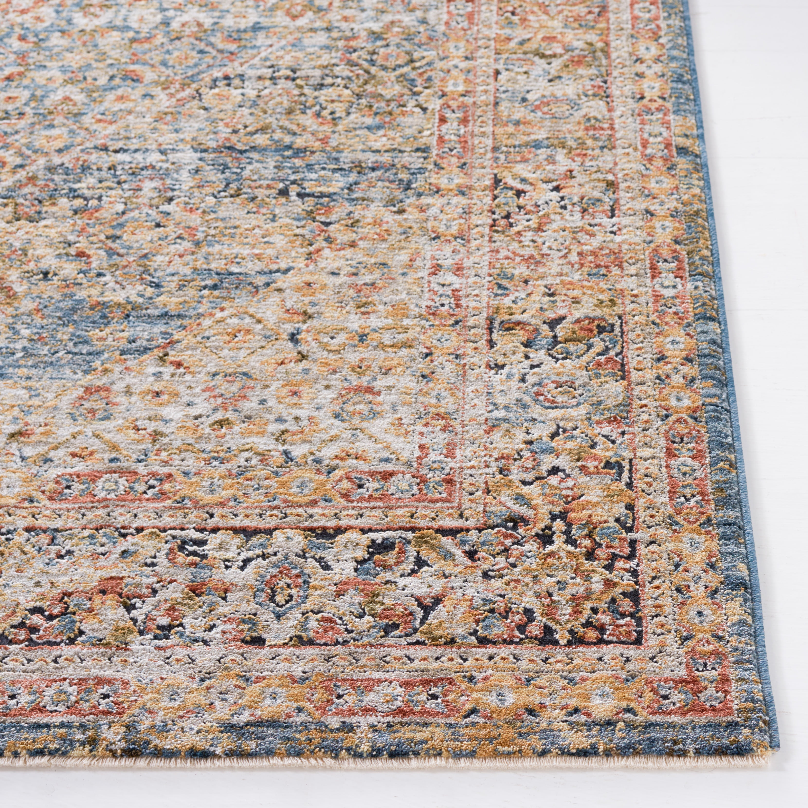 SAFAVIEH Silverado Damjana Medallion Polyester Area Rug, Blue/Rust, 9' x 12'
