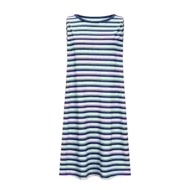 ワンピース RONRON BOATNECK SLEEVELESS LONG DRESS BLUE STRIPE RR24BOP325 Royal Blue Sleeveless Dresses for Women Fall Summer Boat