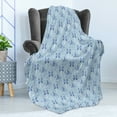 thumbnail image 4 of Butterfly Soft Flannel Fleece Throw Blanket, Pastel Color Dragonflies Floral Arrangement Swirls Curves Spring, Cozy Plush for Indoor and Outdoor Use, 50" x 70", Blue Pale Blue White, by Ambesonne, 4 of 5