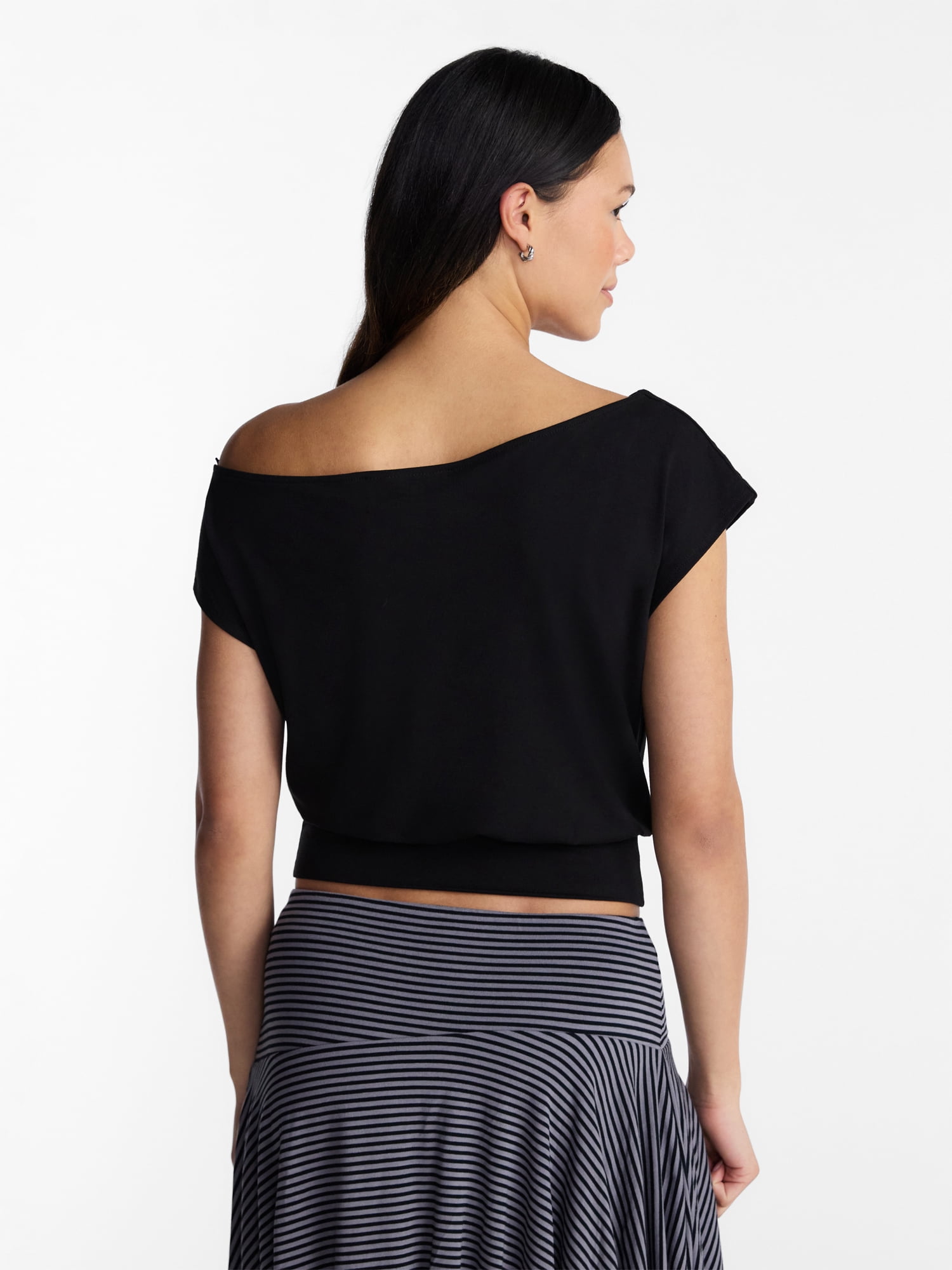 No Boundaries Asymmetrical Top with Banded Bottom, Women's XXS-XXL