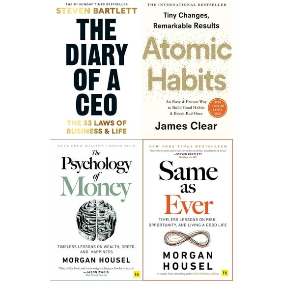 The Diary of a CEO, Atomic Habits, The Psychology of Money, Same as Ever 4 Books Collection Set - Bestselling Authors