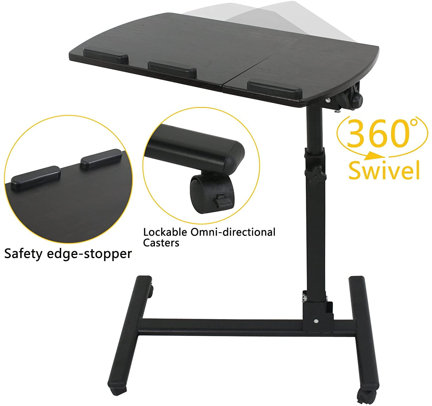 Springg Overbed Angle & Height Adjustable Mobile Rolling Laptop Stand with Lockable Wheels Sofa/Bed Side Table Hospital Table Stand Cart