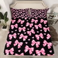 thumbnail image 2 of jejeloiu Cartoon Bowknot Loves Bed Sheets,Pink Kawaii Bow King Sheets For Girl 4pcs, 2 of 7