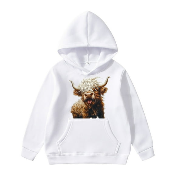 lnmuld Hoodies for Teens Solid Color Cattle Long Sleeved Hoodie for Size:6-8Years