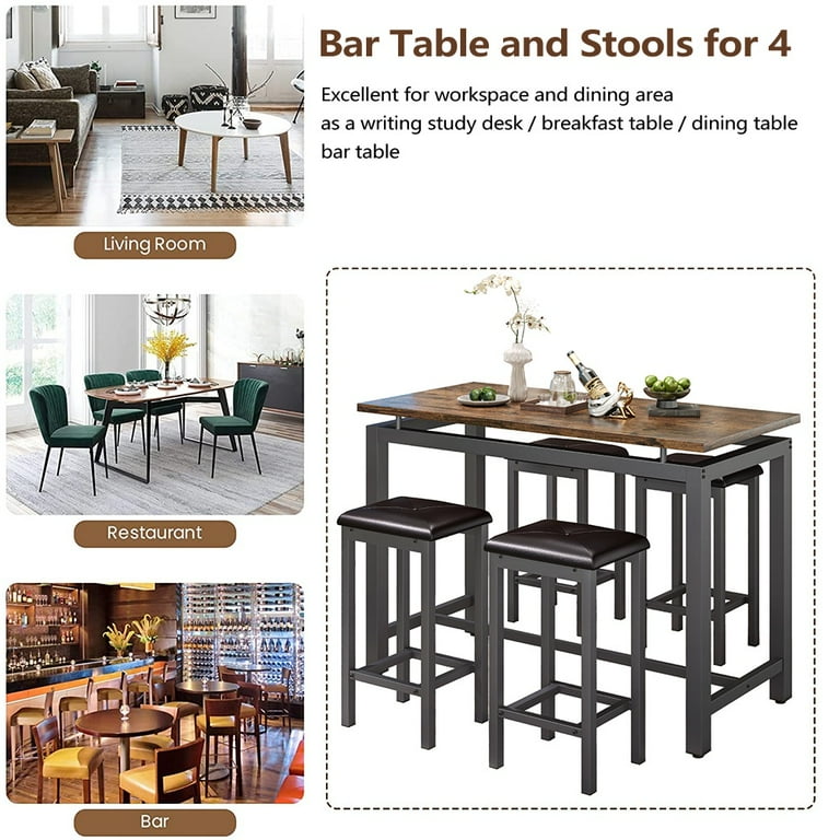 Segmart Counter Height Table Set of 5, Small Space Modern Pub