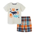 thumbnail image 3 of WIBACKER 100% Cotton 2PCS Summer Pajamas for Kids Boys Sleepwear Top and Plaid Shorts Toddler Boy Marine Animals Pjs Set 2-7T, 3 of 7