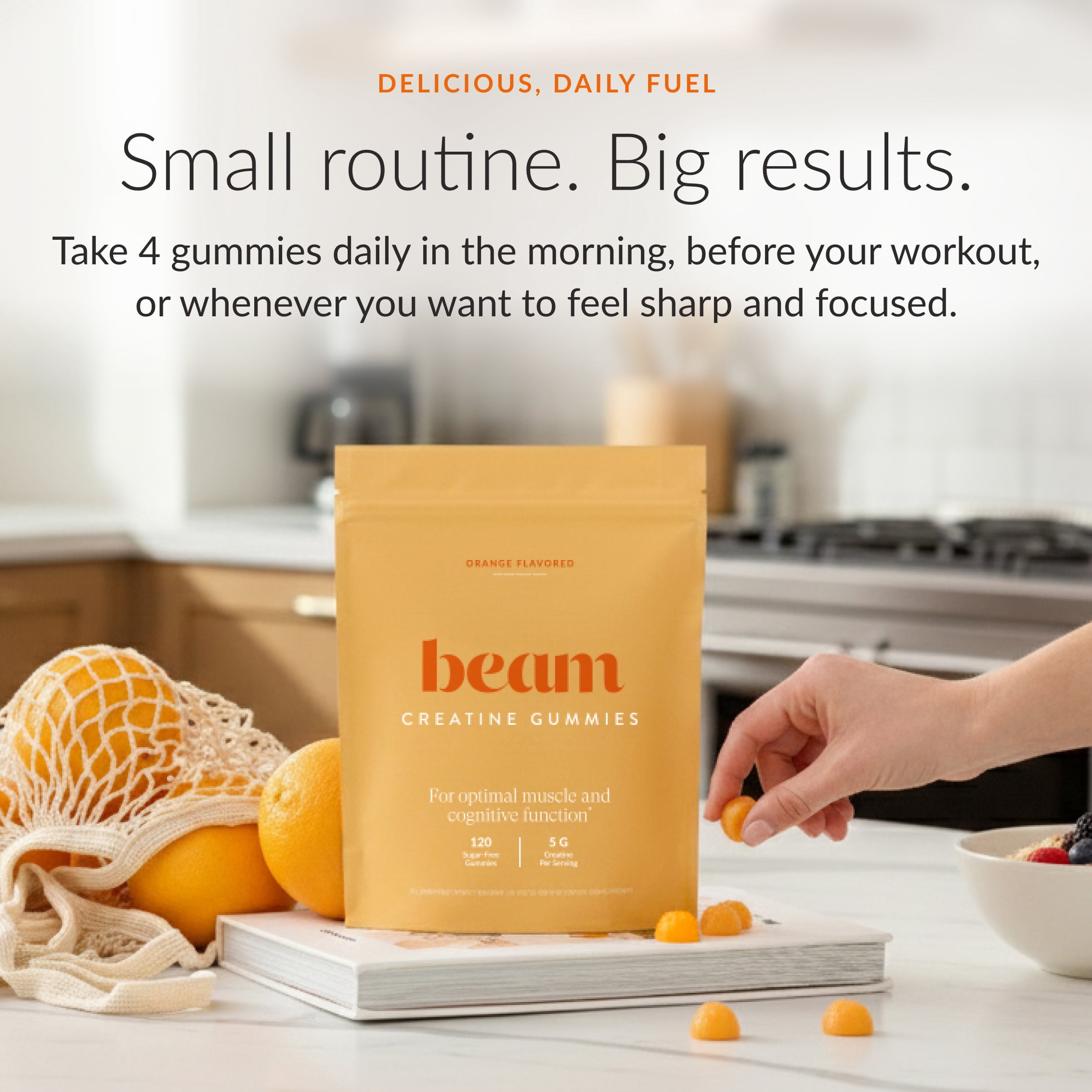Beam Creatine Gummies – Creatine Monohydrate Gummies with 5g Creatine, Sugar Free, Muscle Strength & Workout Recovery Support