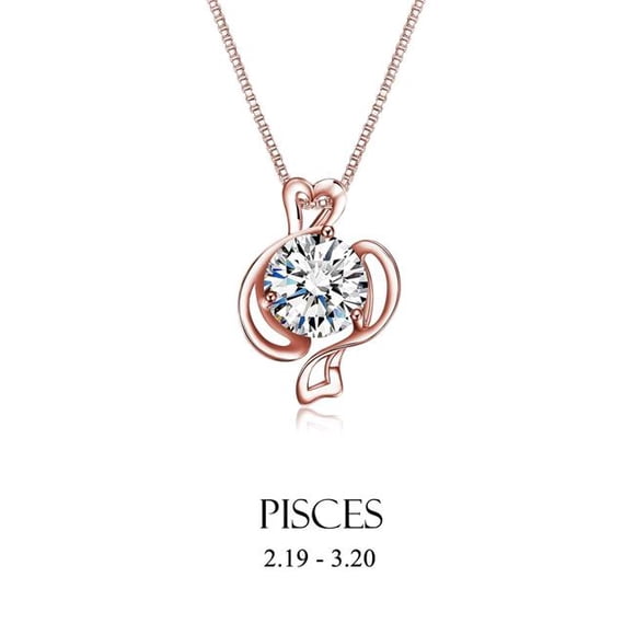 Rose Gold Cubic Zirconia Pisces Pendant Necklace