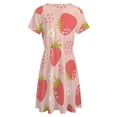 thumbnail image 5 of Strawberries Colorful Pink Red Green Sundress Short Sleeve Dress Summer Women Clothes Dress for Women Dresses, 5 of 7