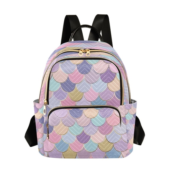 Mermaid Scale Dreamy Quilted Backpack Fashion Daypack Commuter Bag for Women 8.5 L