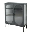 thumbnail image 2 of Short 2-Door 3 Shelf Steel Accent Cabinet with Fluted Glass-Black, 2 of 8