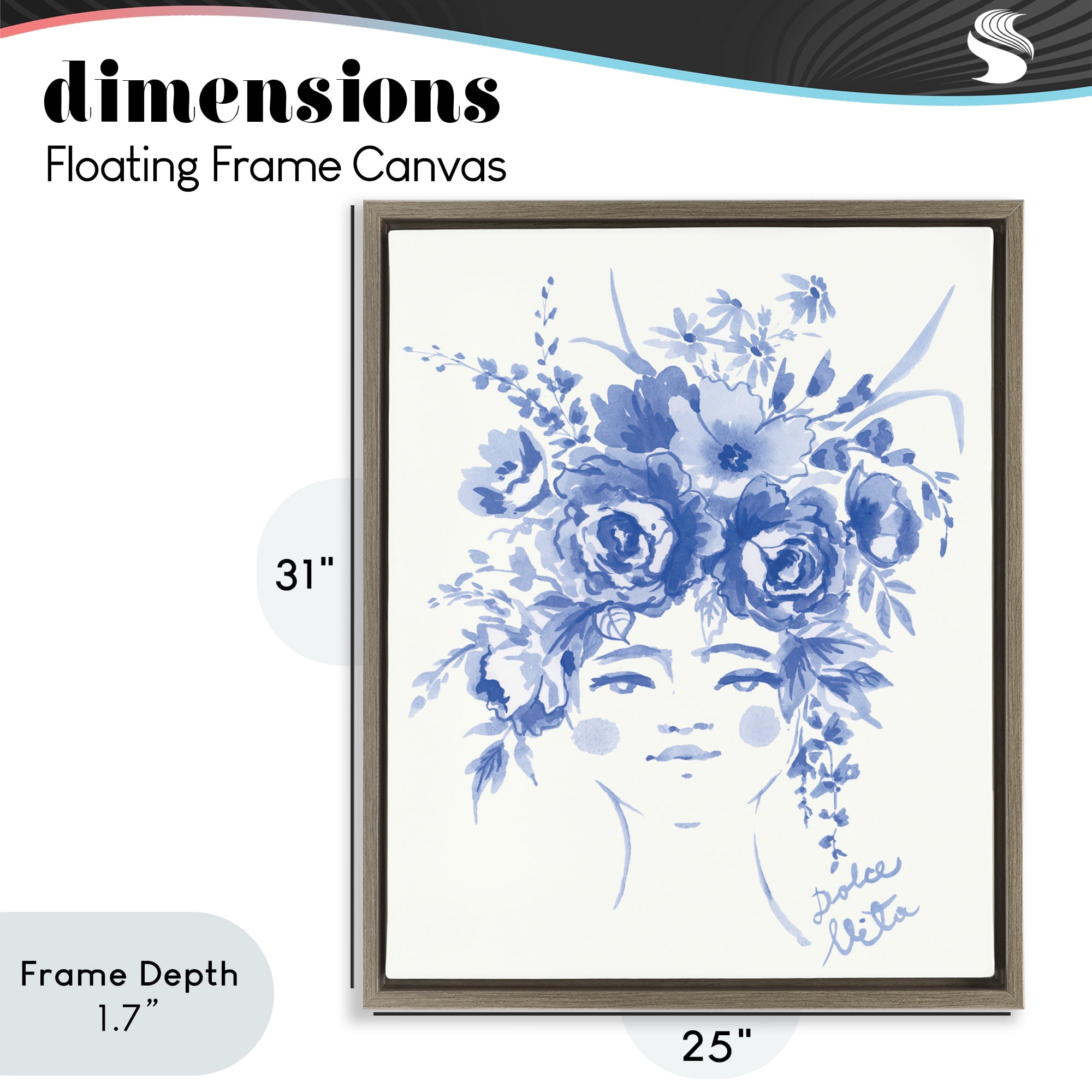 Stupell Industries Dolce Vita Woman with Roses Brown Framed Floater Canvas Wall Art, design by Karolina Sato