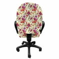 thumbnail image 3 of Floral Office Chair Slipcover, Hot Pink Purple Colored Flowers with Leaves Watercolored Image with Buds Art, Protective Stretch Decorative Fabric Cover, Standard Size, Multicolor, by Ambesonne, 3 of 5