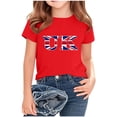 thumbnail image 1 of Chemisier à Manches Courtes à Col Rond Imprimé Drapeau Britannique pour Enfants, Tissu en Polyester, Tenue Décontractée pour l'École, Coupe Douce et Confortable, Haut Estival et Printanier Respirant, Lavable à la Machine, 1 of 4