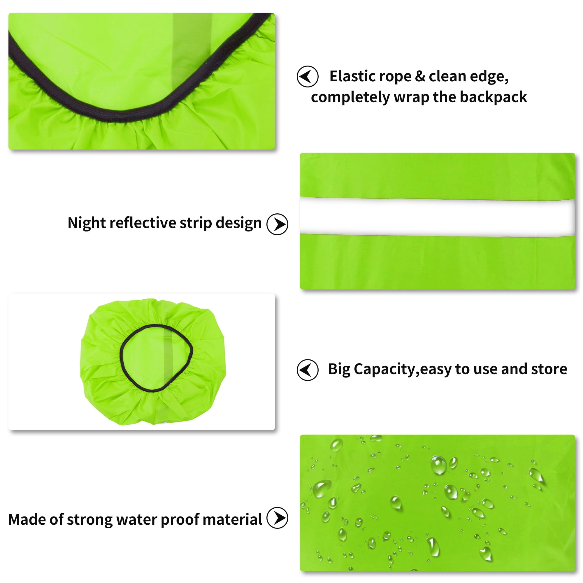 Unique Bargains Reflective Waterproof Backpack Rain Cover Fluorescent Green