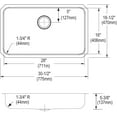 thumbnail image 5 of Elkay Lustertone Classic Stainless Steel 30-1/2" x 18-1/2" x 5-3/8", Single Bowl Undermount ADA Sink, 5 of 7