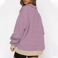 thumbnail image 4 of TIMIFIS Sweatshirts à Fermeture Éclair pour Femmes Décontracté Rayé Imprimé Col en V Chandail Automne Hiver Manches Longues, 4 of 6