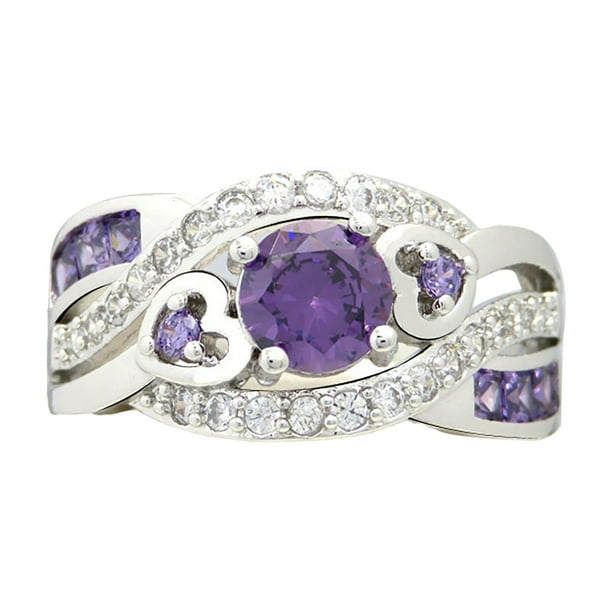 Anillo de corazón púrpura Cuatro anillo de bodas Anillo de dedo índice de gama alta joyería de la mano