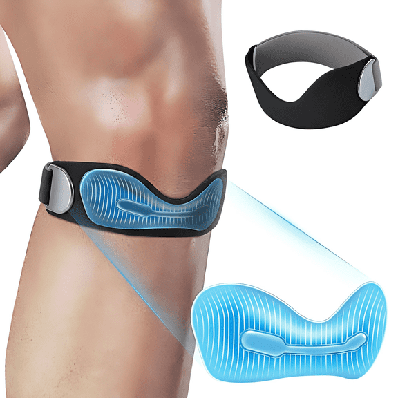 2 Pack Patellar Tendon Support Strap, Patellar Tendon Support Strap for Running Hiking Soccer, Offers Relief from Meniscus Tear and Knee Pain. (Black)
