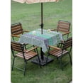 thumbnail image 4 of Outdoor Tablecloths with Umbrella Hole & Zipper, Purple Green Boho 60x60 Inch Square Tablecloths, Vintage Ethnic Tribe Abstract Art Waterproof Table Cloth, Patio/Pool/Picnic Table Covers, 4 of 8
