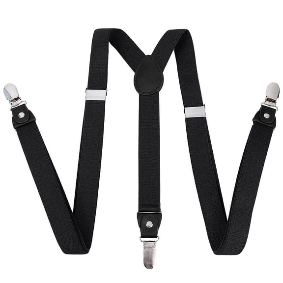 1pc Polyester Elastic Men's Strength Suspenders with Iron Clasps Black 75x25x2mm