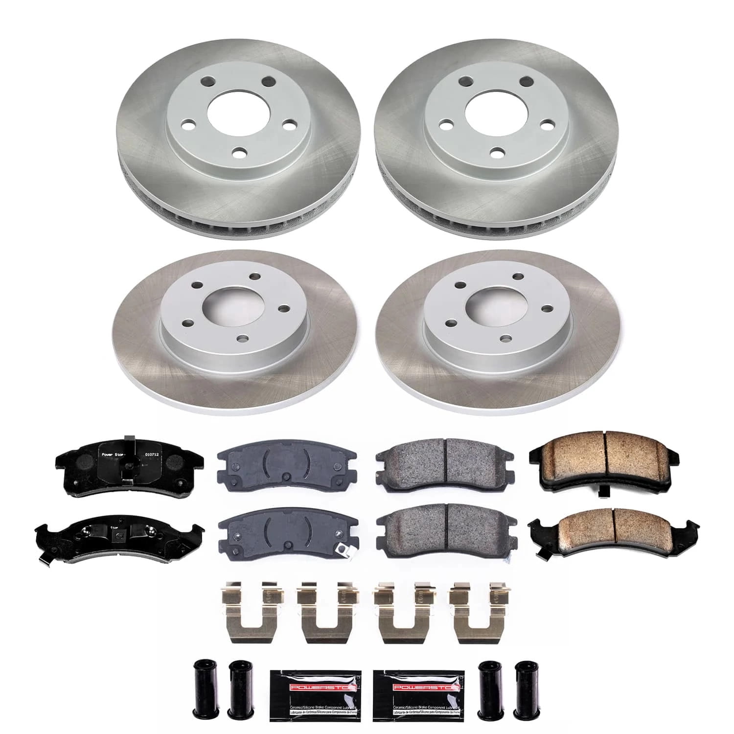 PowerStop Front and Rear Semi-Coated Rotor and Low-Dust Ceramic Brake Pad Kit SC2763