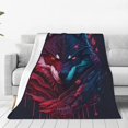 thumbnail image 4 of Salouo Cool Wolf Head Print Bed Blankets,Flannel Blanket Comfortable Air Conditioning Blanket Lightweight Blanket for Sofa Bed Travel & Couch -60"x50", 4 of 8