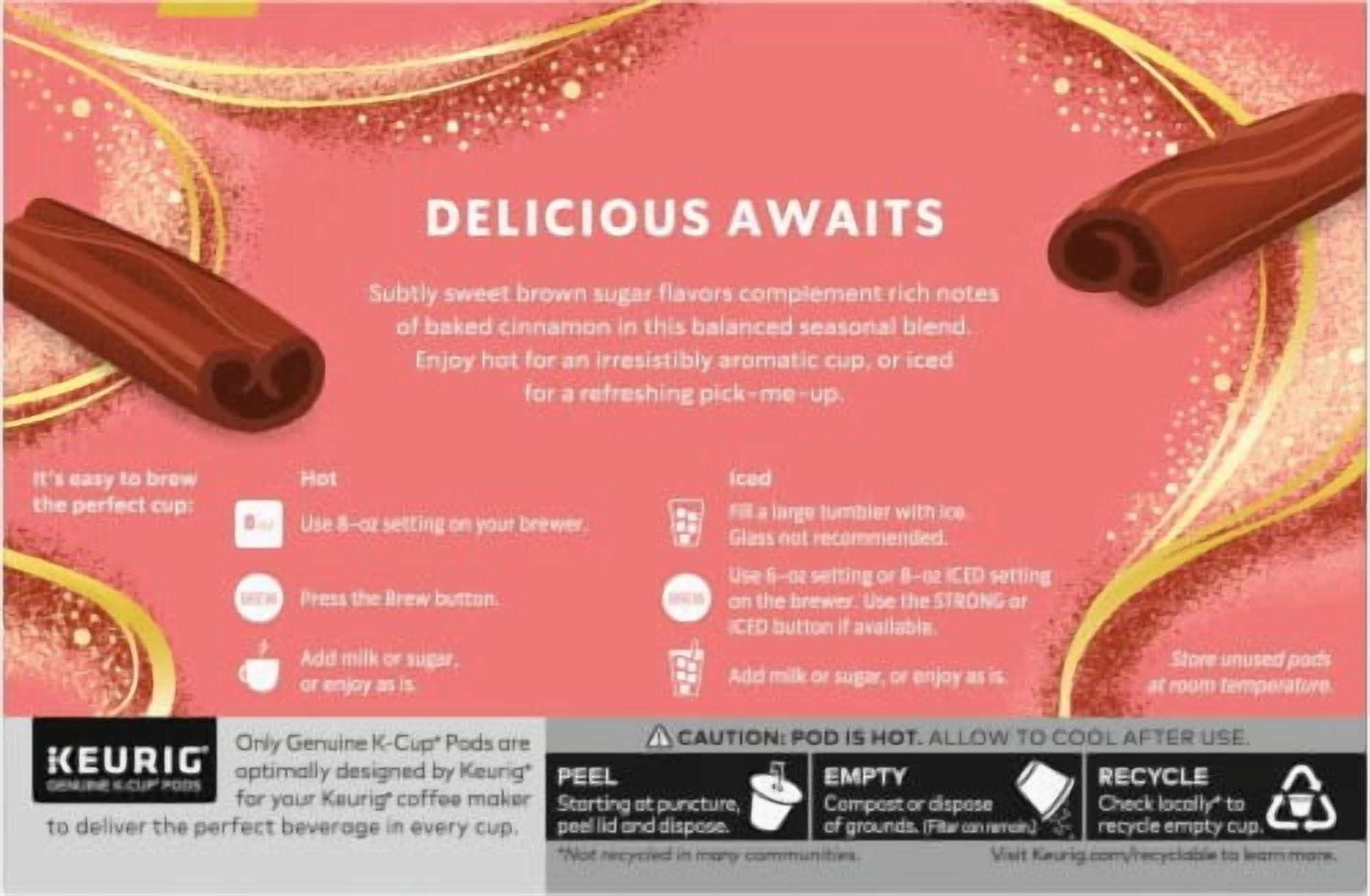 STARBUCKS Brown Sugar Cinnamon Ground Coffee K-Cup Pods 10 ct - Pack of 2