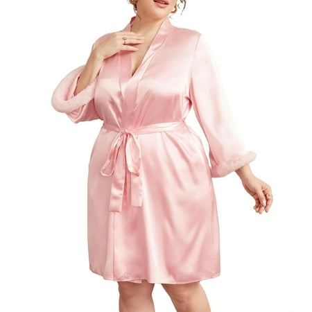 

Cami Satin Robe Sets 3/4 Sleeve Baby Pink Plus Satin Robes & Robe Sets (Women s)