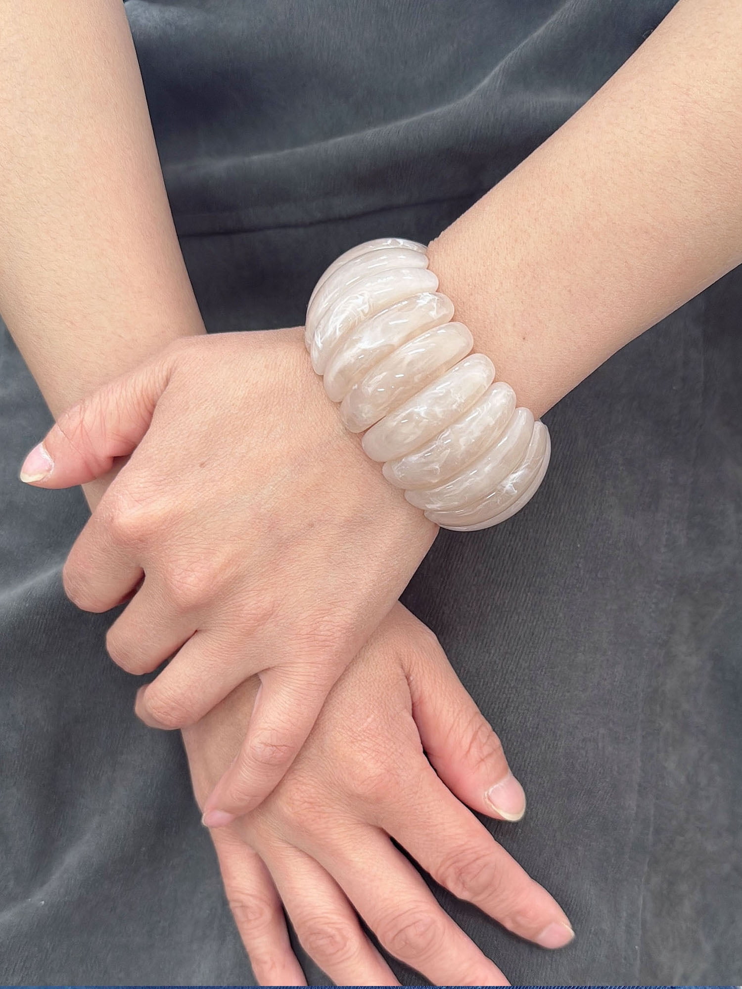 Time and Tru Stretch Bangle Bracelet Ivory for Female Adults and Teens