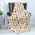 thumbnail image 4 of Ice Cream Soft Flannel Fleece Throw Blanket, Watercolor Pattern with Different Products Choc Ice Freshness Enjoyment, Cozy Plush for Indoor and Outdoor Use, 50" x 70", Multicolor, by Ambesonne, 4 of 5
