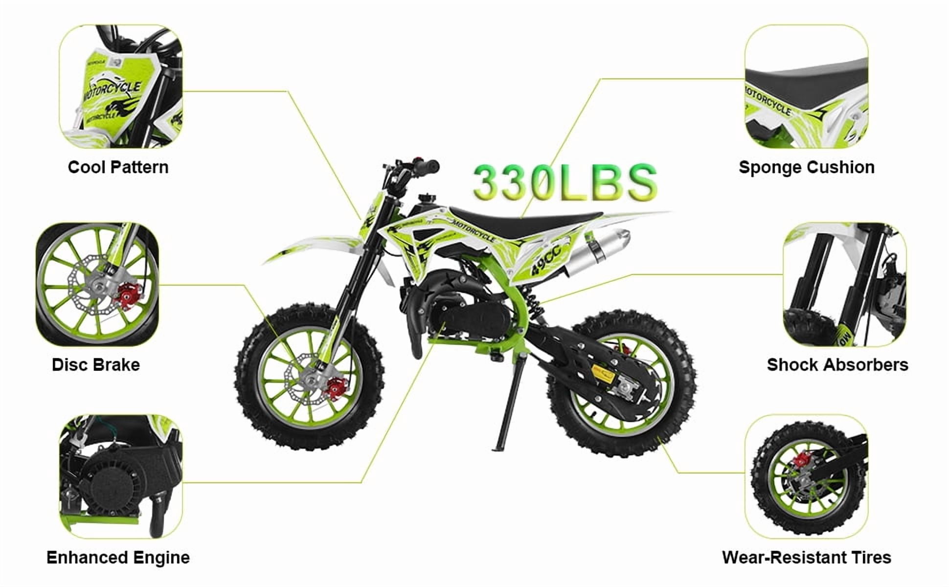 Dapmiu Professional 49CC Dirt Bike&nbsp;- 25MPH 2-Stroke Engine, 40x20 Heavy Duty Frame & Improved Chain Guard